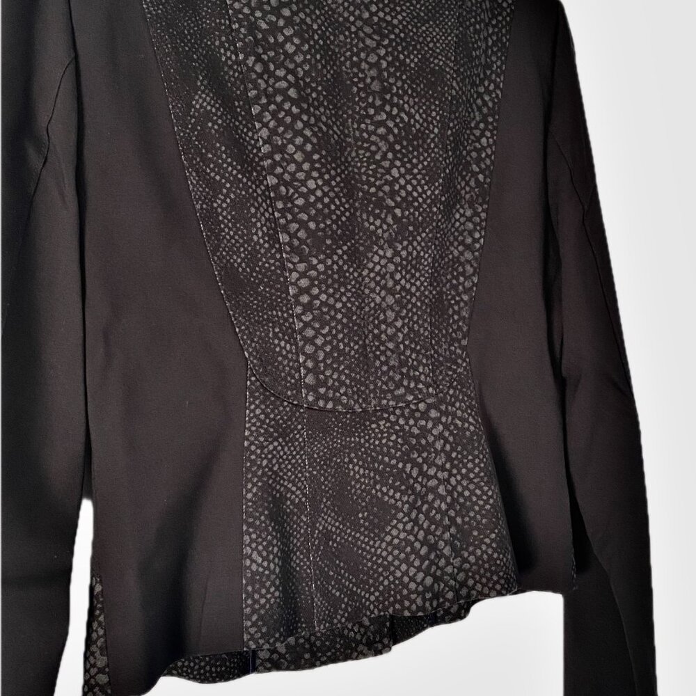 Elie Tahari Python Pattern Suede Moto Jacket Asymmetric Zip in Black Women's M - Picture 10 of 12